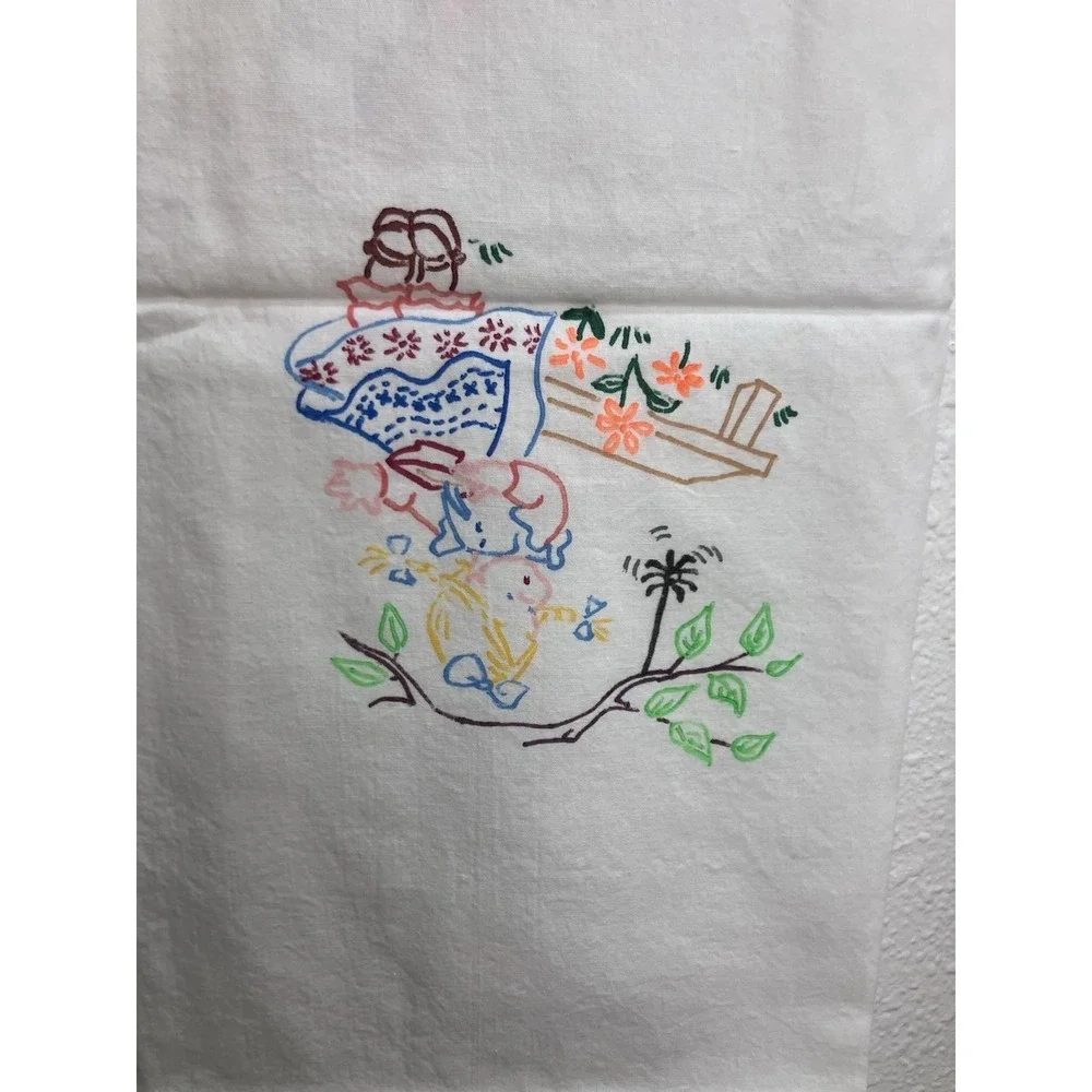 Vintage Nursery Rhyme Fabric Quilt Unfinished Embroidery Humpty Dumpty &‎ More